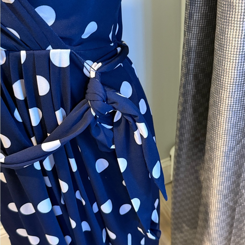 Eliza J. Navy Polka Dot Dress - classy look! - Picture 4 of 12